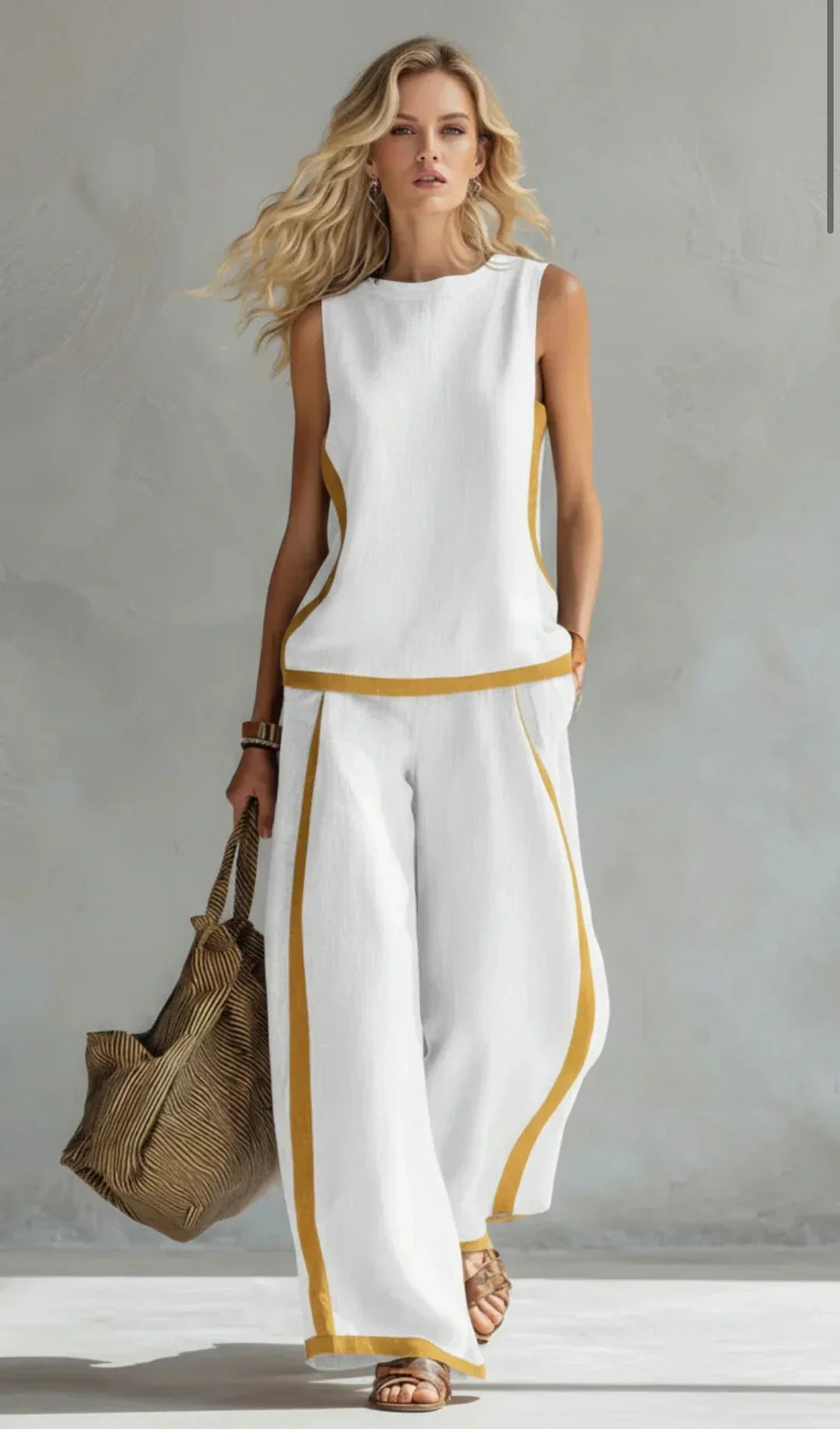 Ursula – Chic-Casual Vest and Trousers Set with Two-Tone Finish