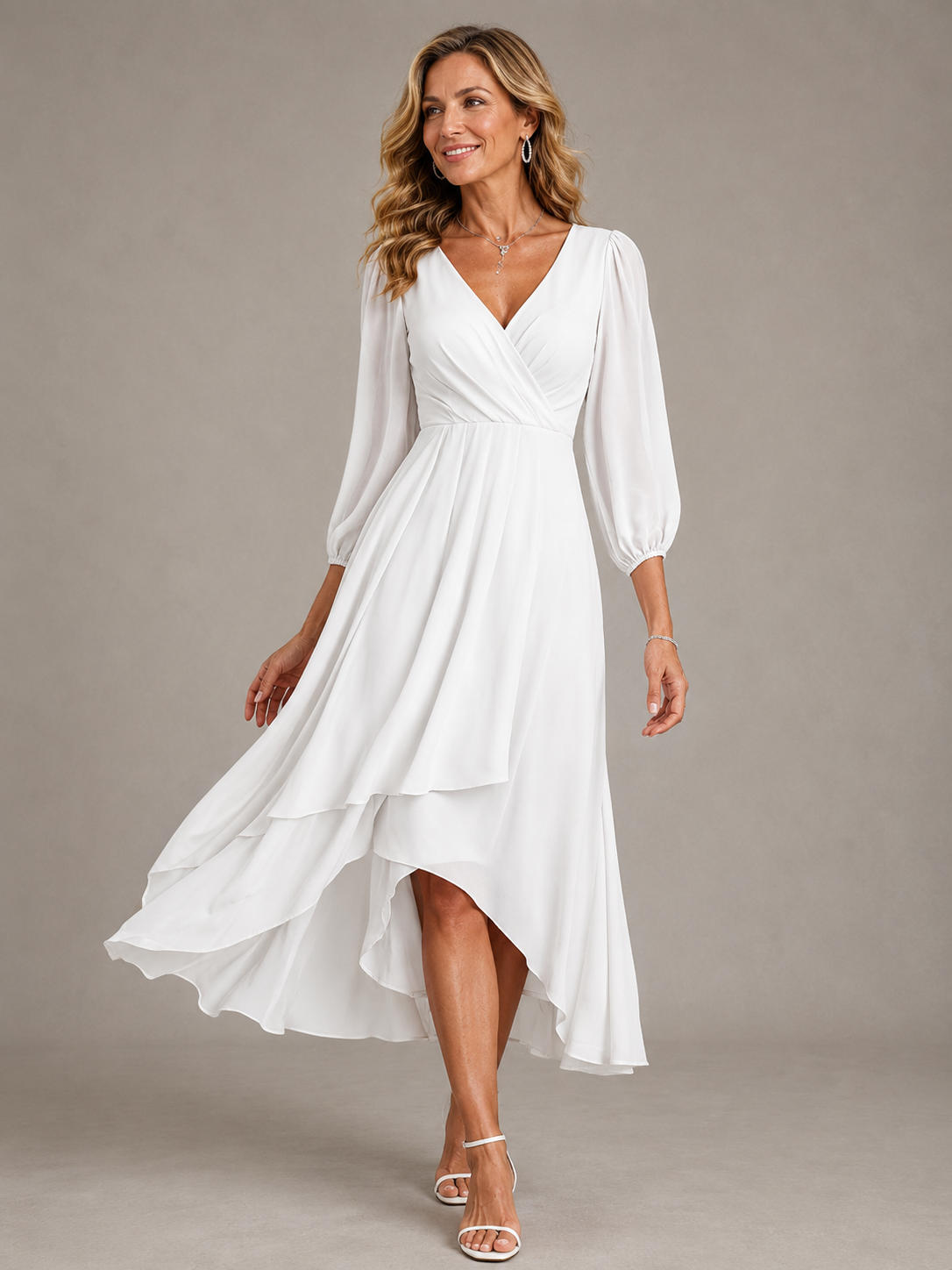 Mia™ (Athens Edit) | Elegant Long V-Neck Dress