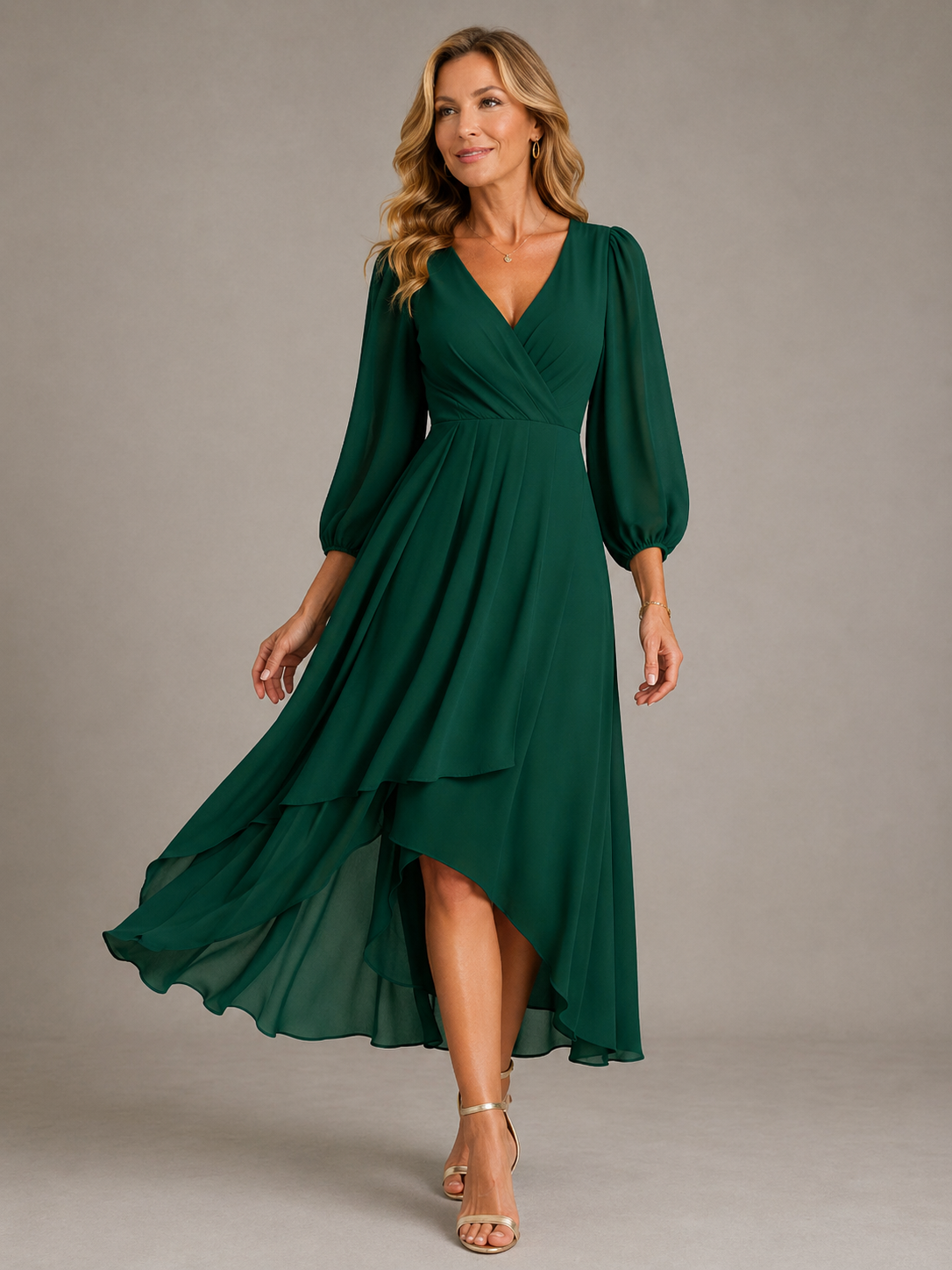 Mia™ (Athens Edit) | Elegant Long V-Neck Dress