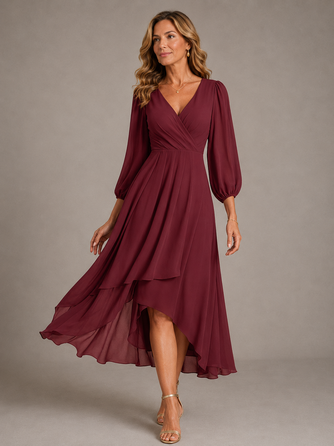 Mia™ (Athens Edit) | Elegant Long V-Neck Dress