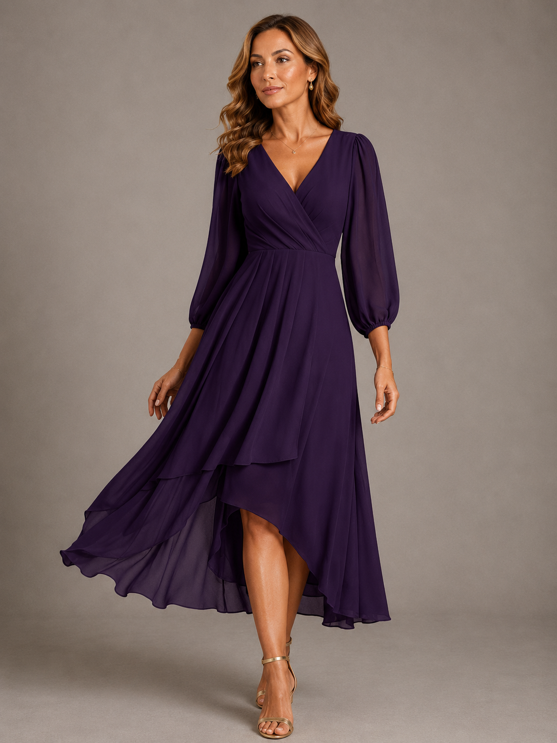 Mia™ (Athens Edit) | Elegant Long V-Neck Dress
