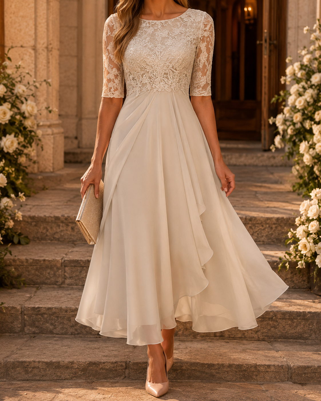 Rose – The Flattering Lace Midi Dress