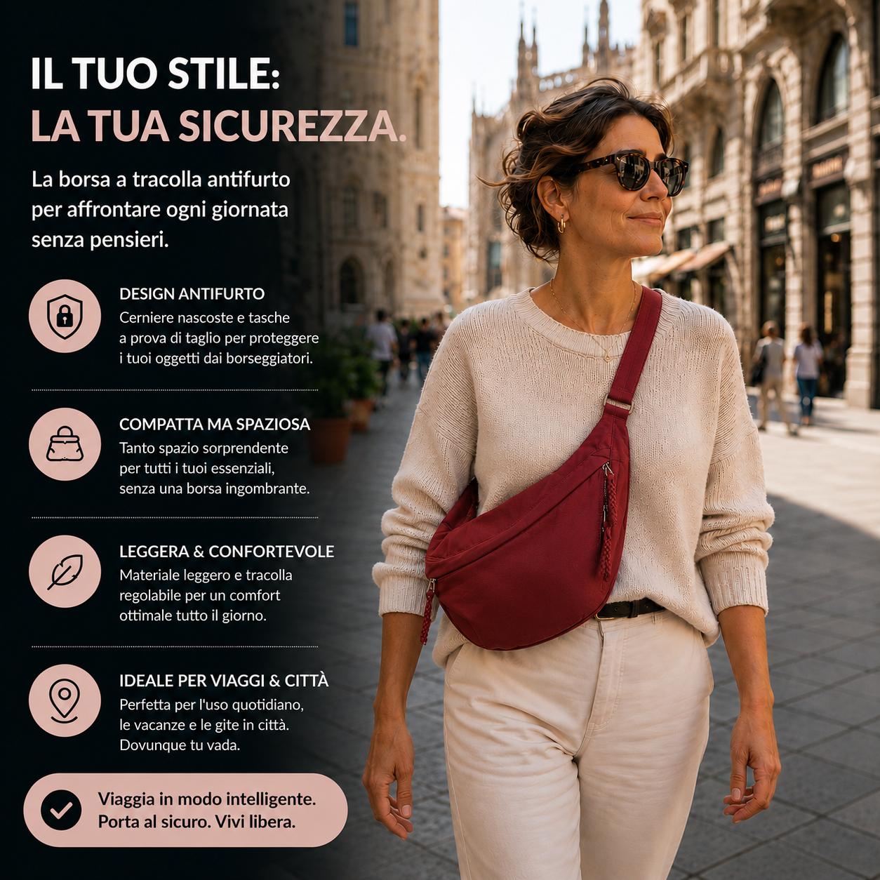 Rosa | Shoulder Bag - Burgundy