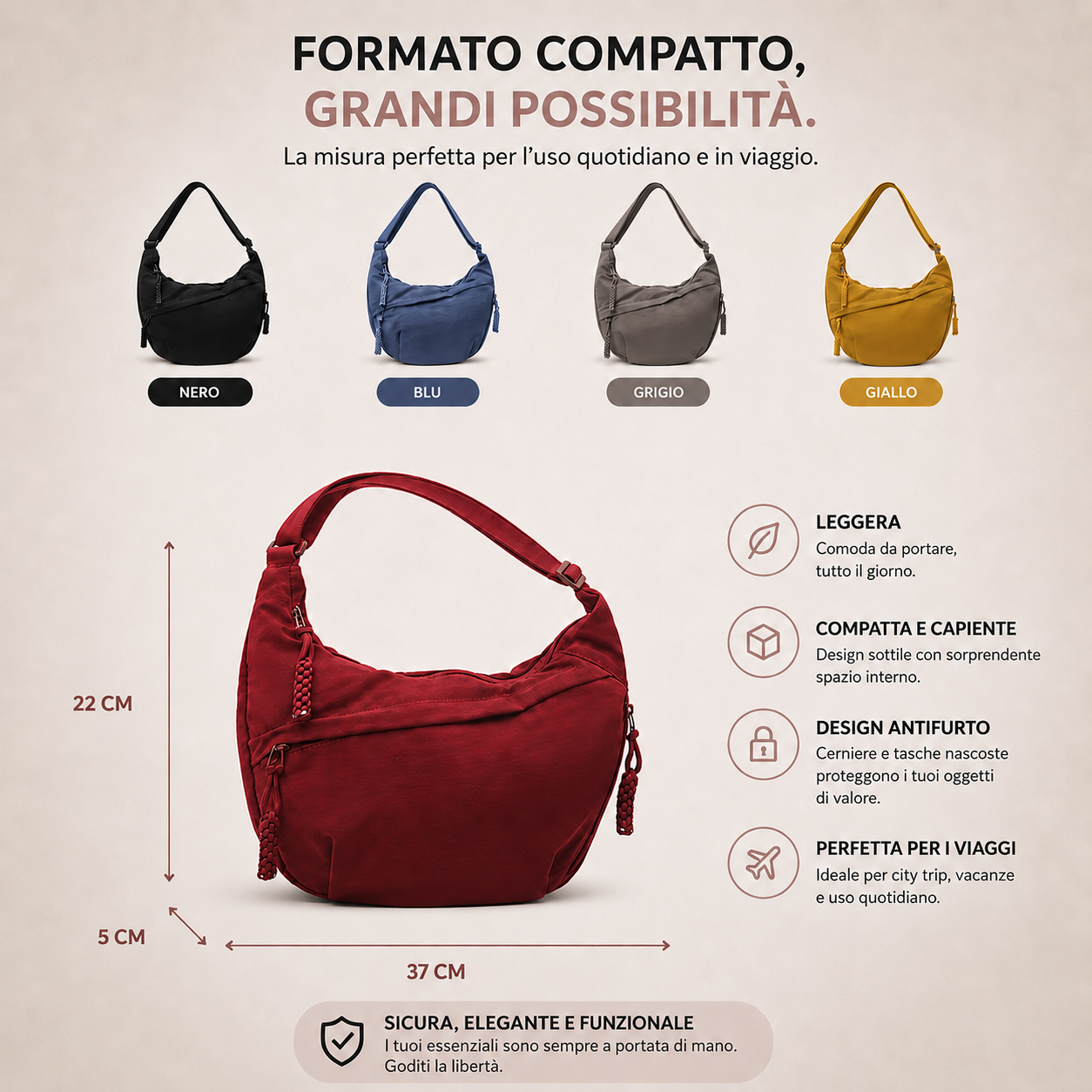 Chiara | Shoulder Bag - Grey
