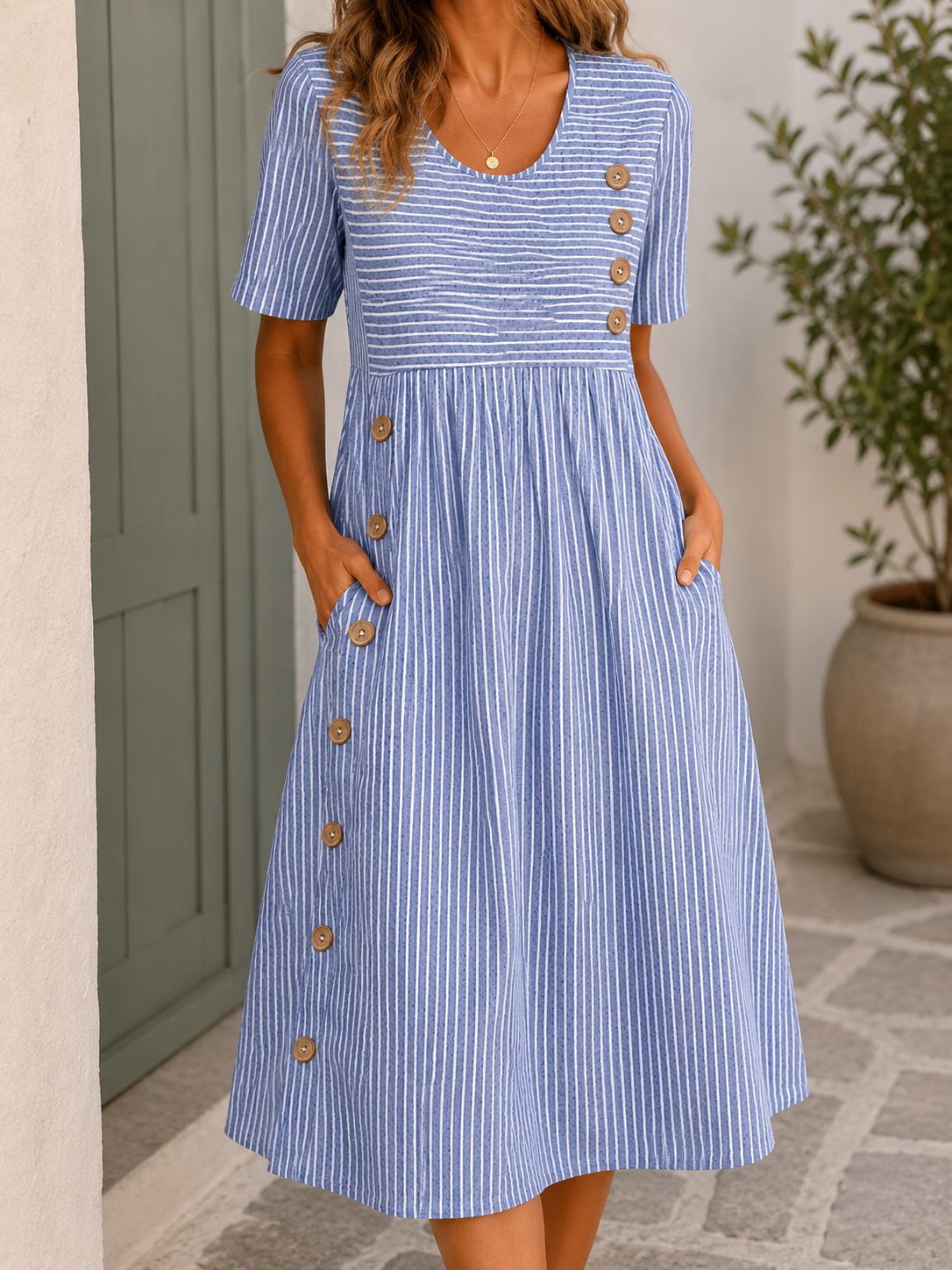 Mirella | Coastal Stripe Midi