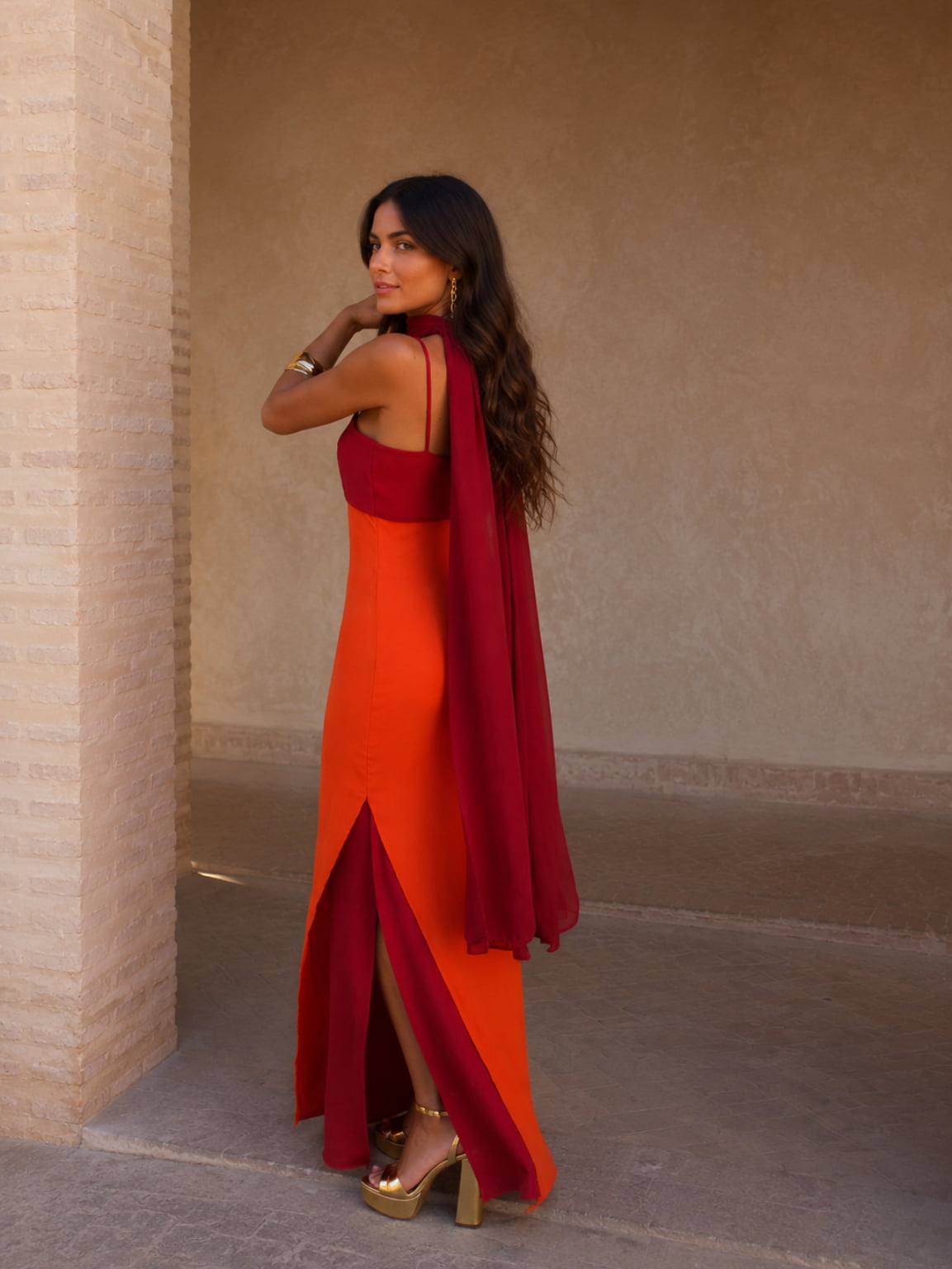 Zahara | Two-Tone Draped Maxi Dress – Limited Edition