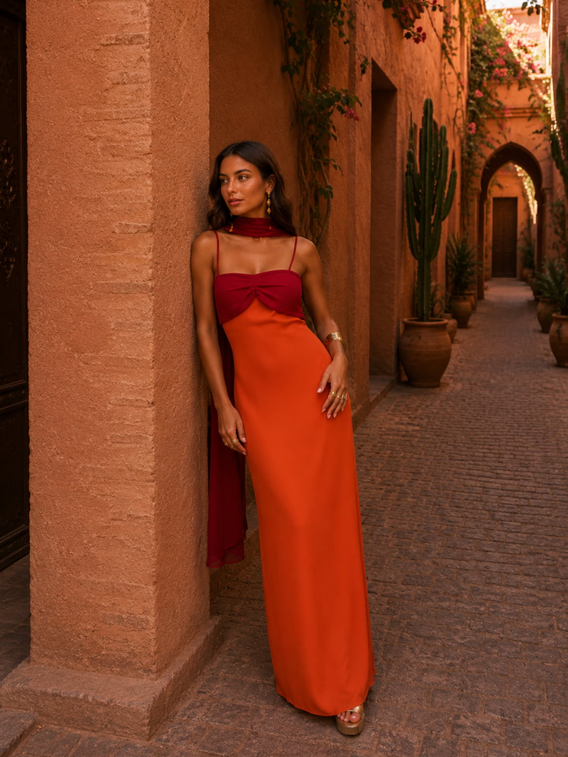 Zahara | Two-Tone Draped Maxi Dress – Limited Edition