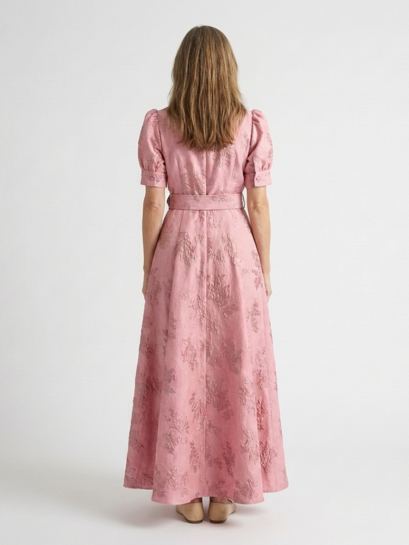 Xanthea | Fitted Floral Maxi Dress with Short Sleeves