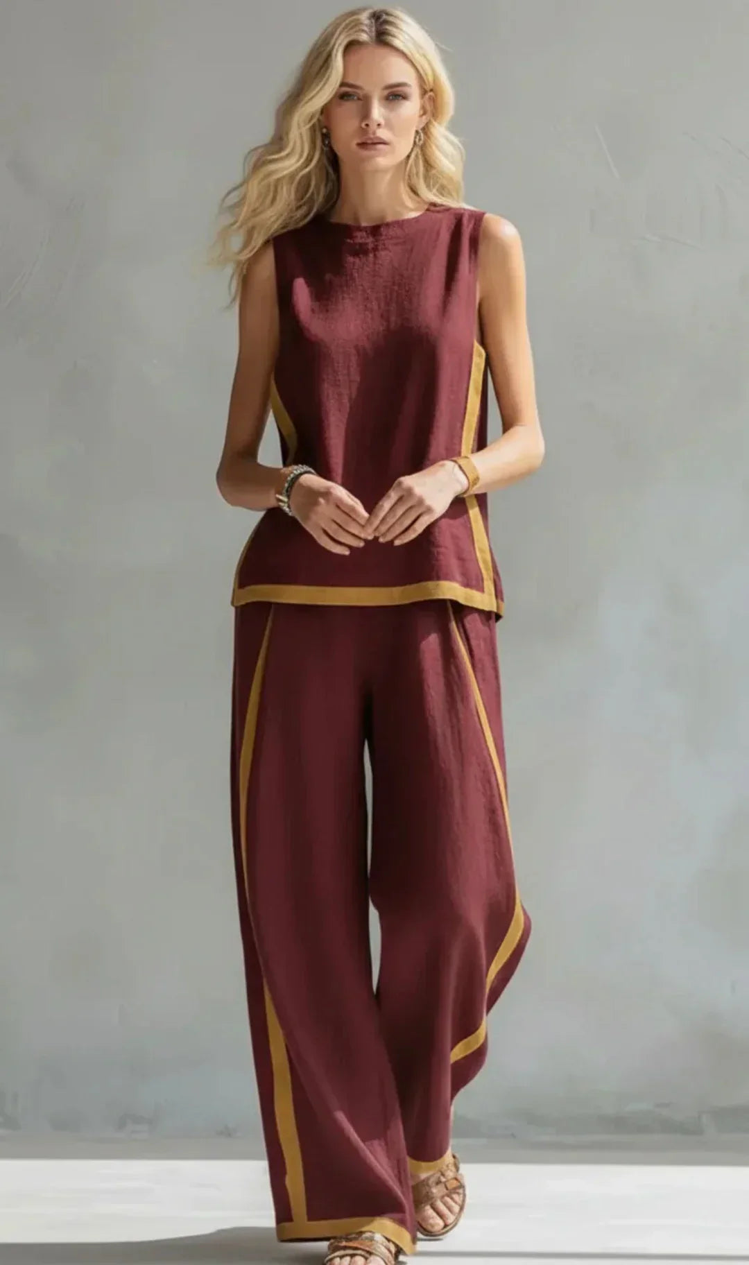 Ursula – Chic-Casual Vest and Trousers Set with Two-Tone Finish