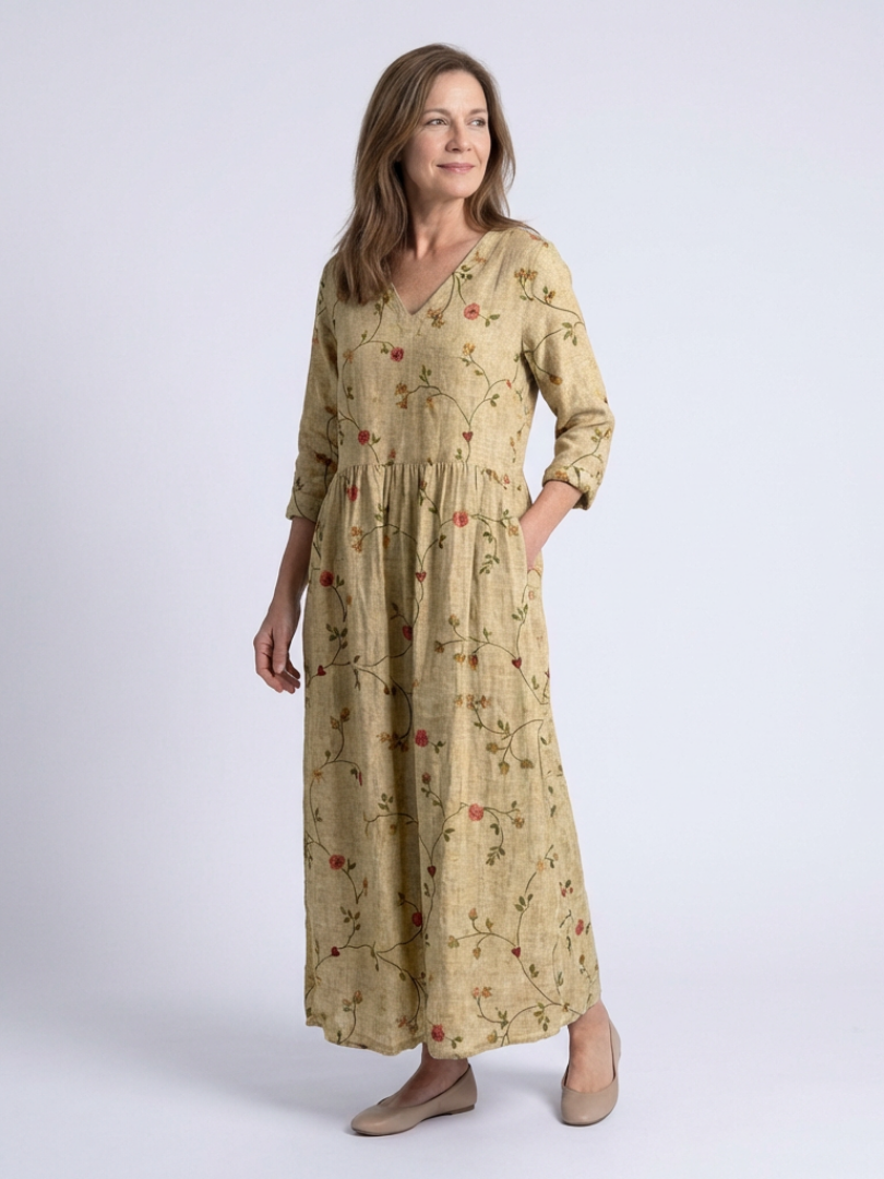 Marina (Athens Edit) | Floral Maxi Dress with V-Neck and Triple Ruffle Hem