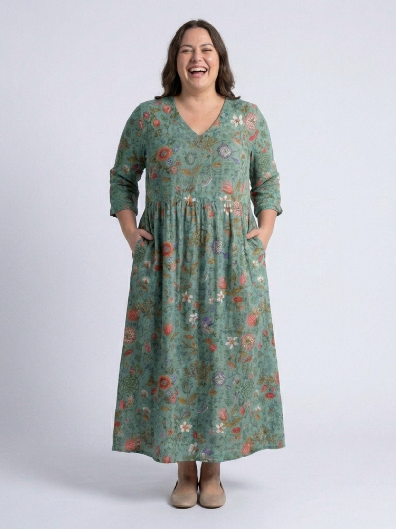 Marina (Athens Edit) | Floral Maxi Dress with V-Neck and Triple Ruffle Hem