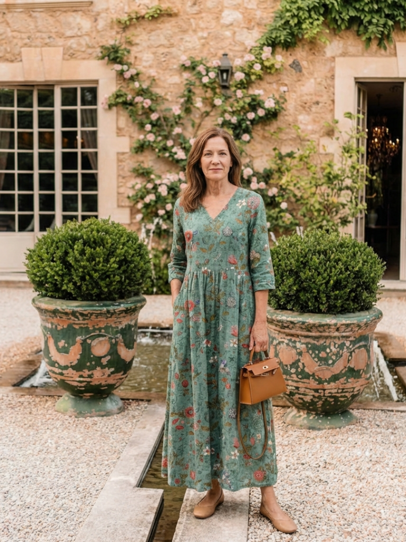 Marina (Athens Edit) | Floral Maxi Dress with V-Neck and Triple Ruffle Hem