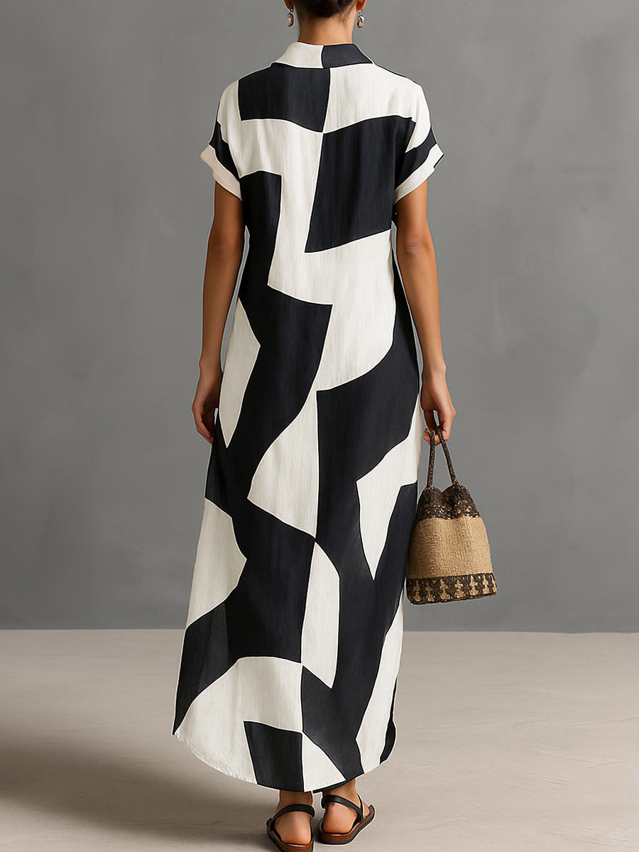 Short-Sleeved Maxi Shirt Dress