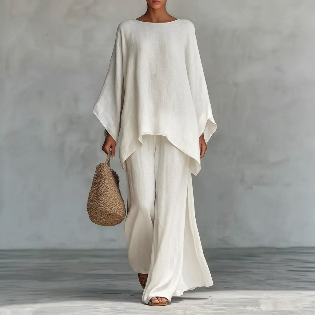 Christine | Long-Sleeve Two-Piece Set with Wide-Leg Trousers