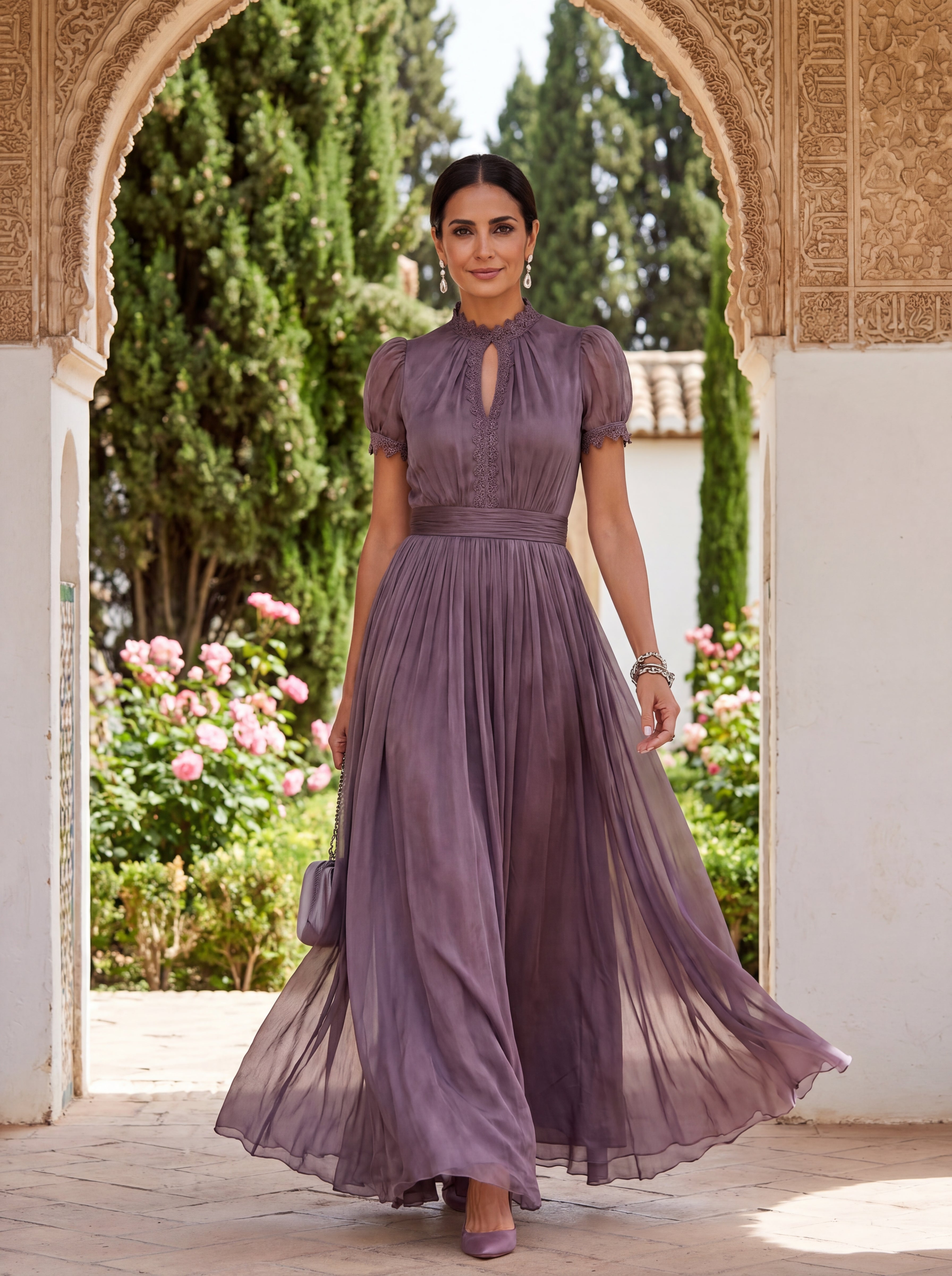 Flavia Long Dress in Luxurious Fabric