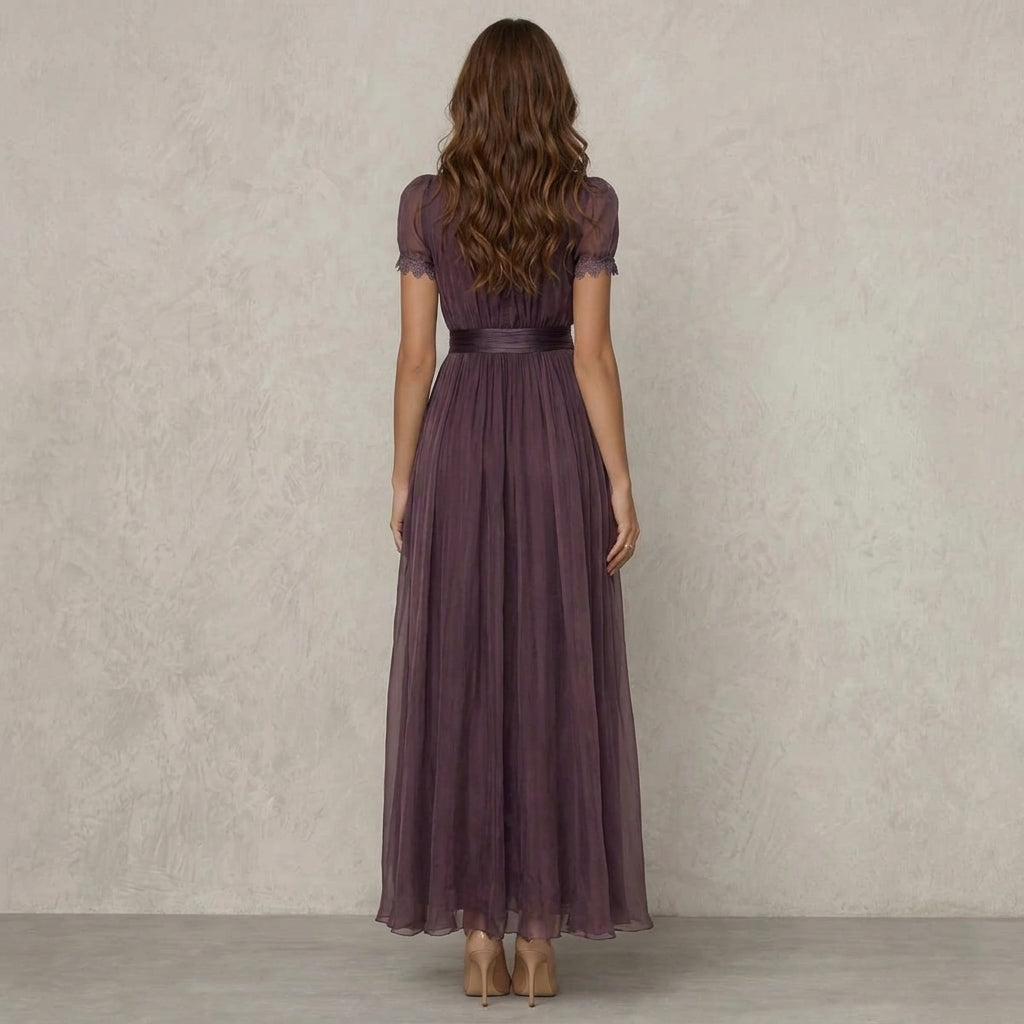 Flavia | Long Lace Neck Dress