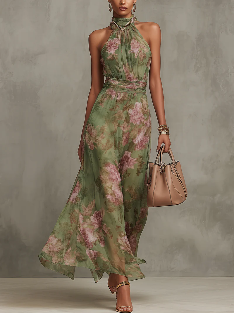 Mabel Floral Halter Maxi
