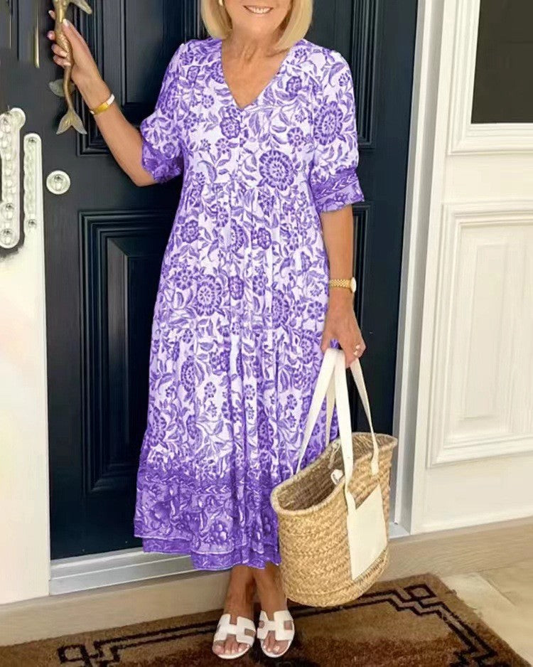 Keisha (Athens Edit) | Elegant Floral V-Neck Dress