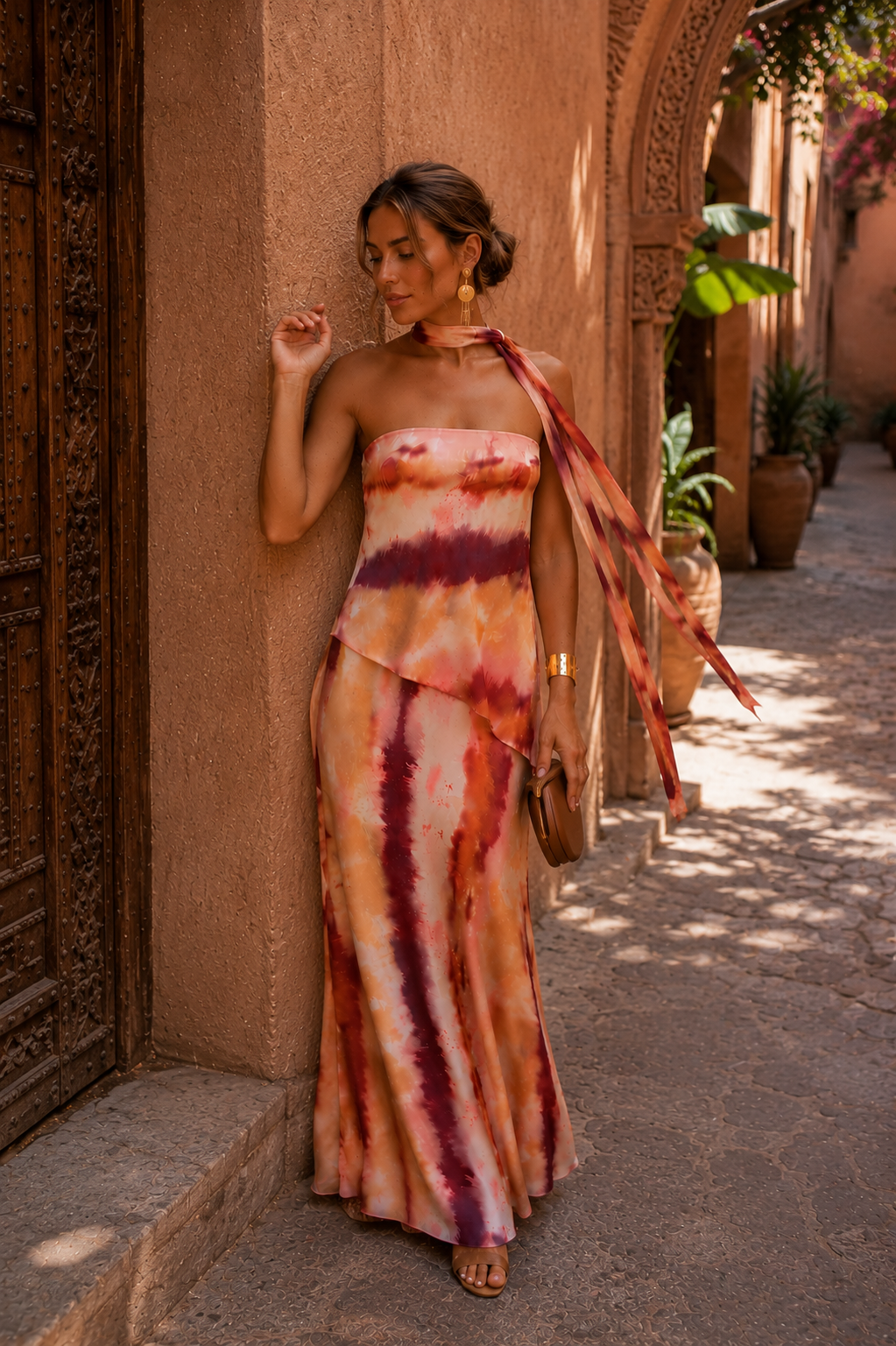 Aitana | Printed Bustier-Neckline Maxi Dress