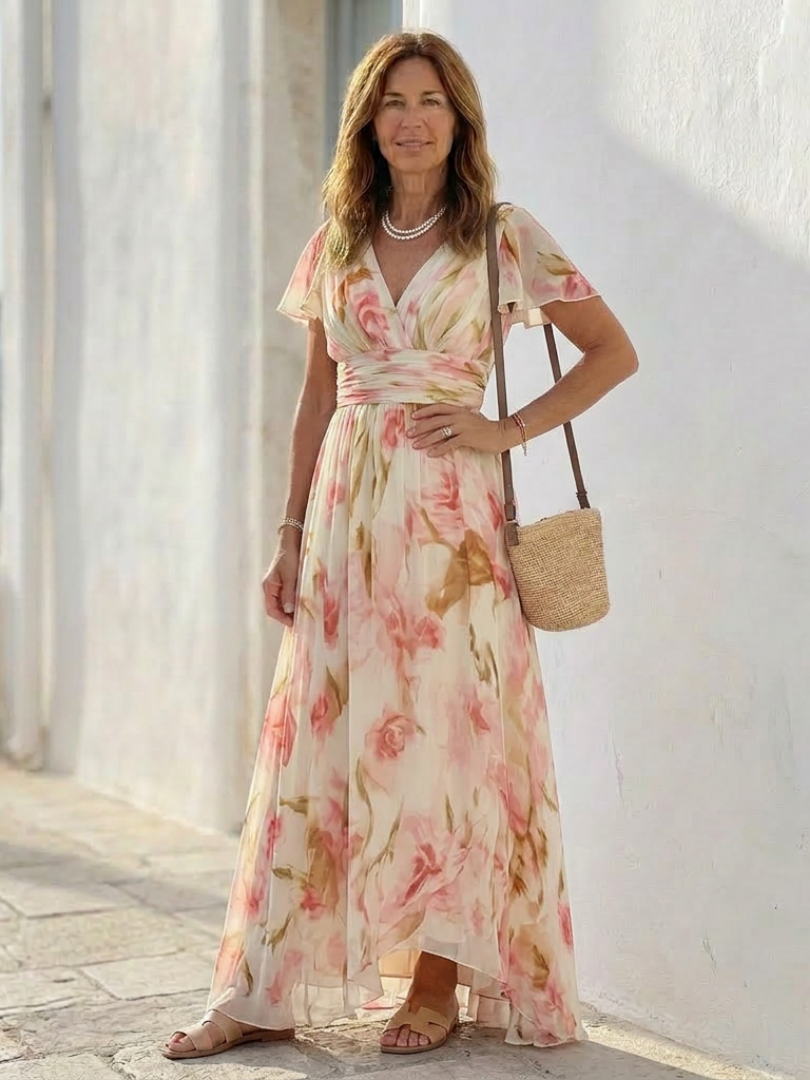 Elara | Short Sleeve Dress with V-Neckline