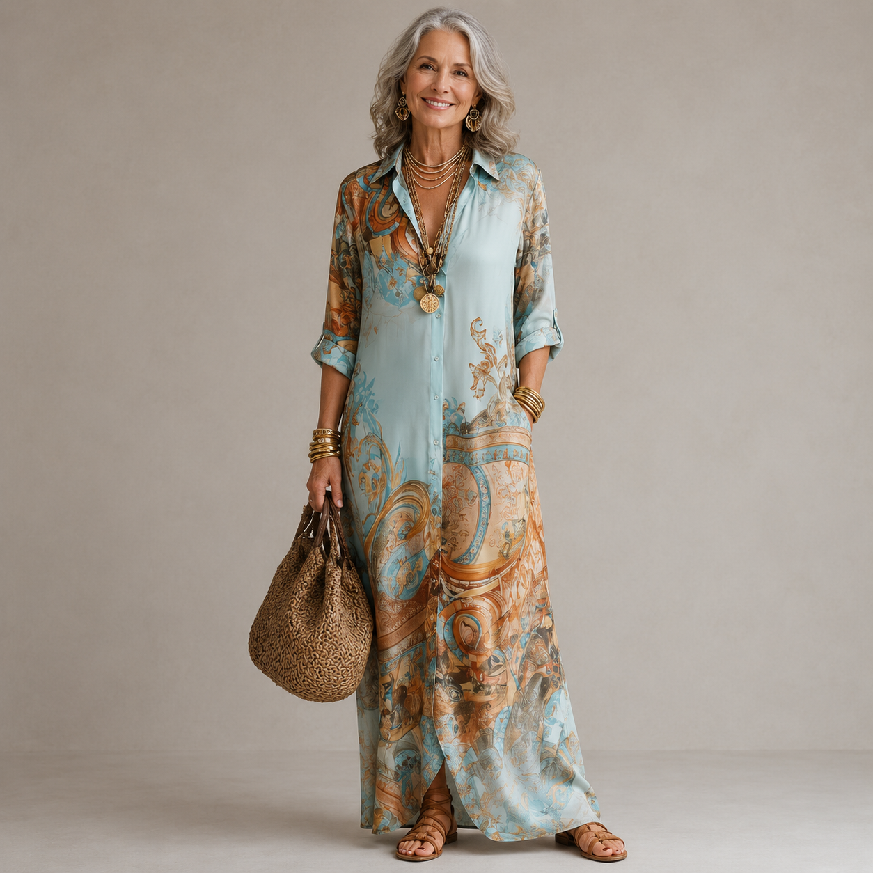 Evalexy | Luxury Print Maxi Dress