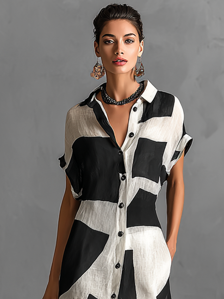 Short-Sleeved Maxi Shirt Dress