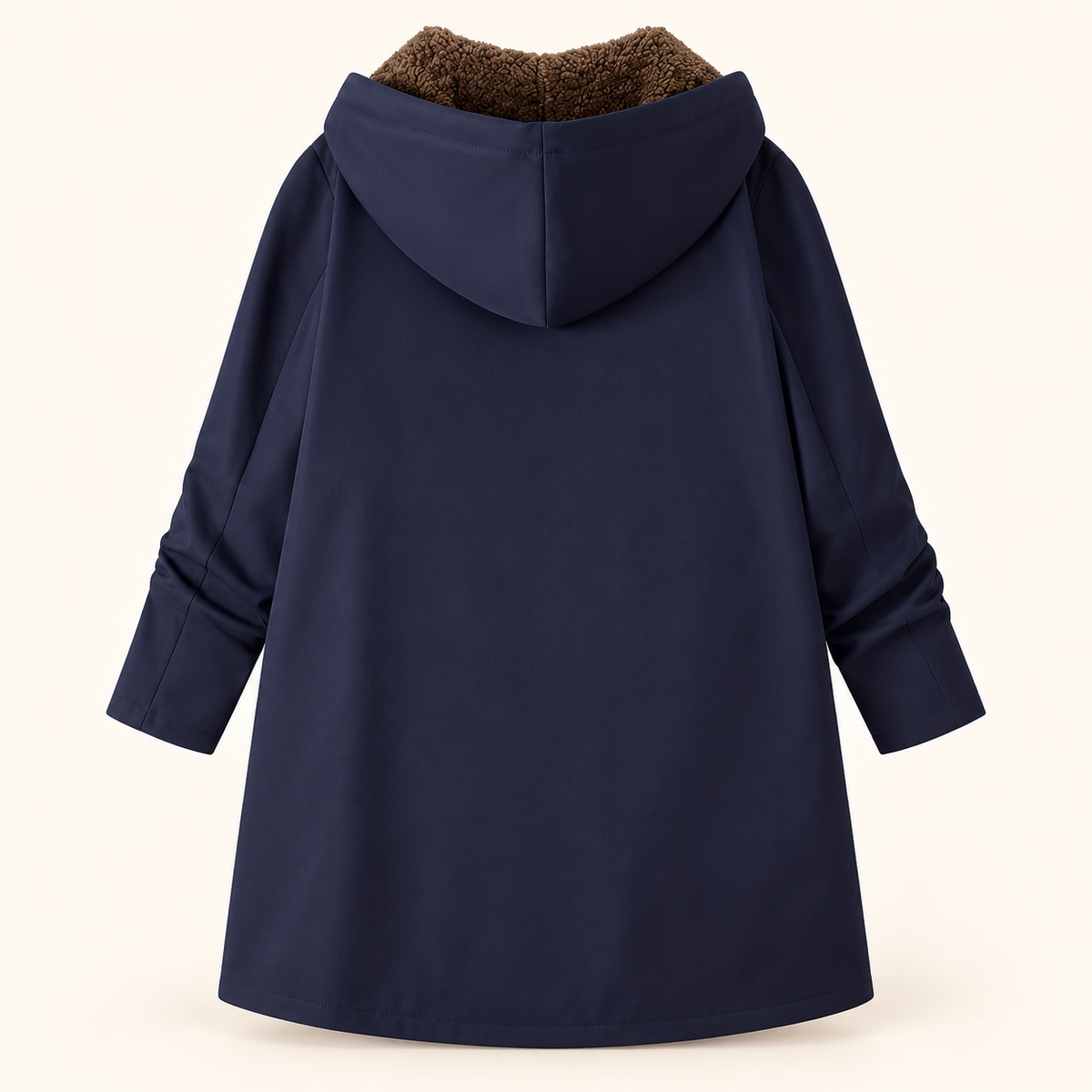 Evelyn Plus Size Sherpa-Lined Hooded Winter Coat in Navy Blue