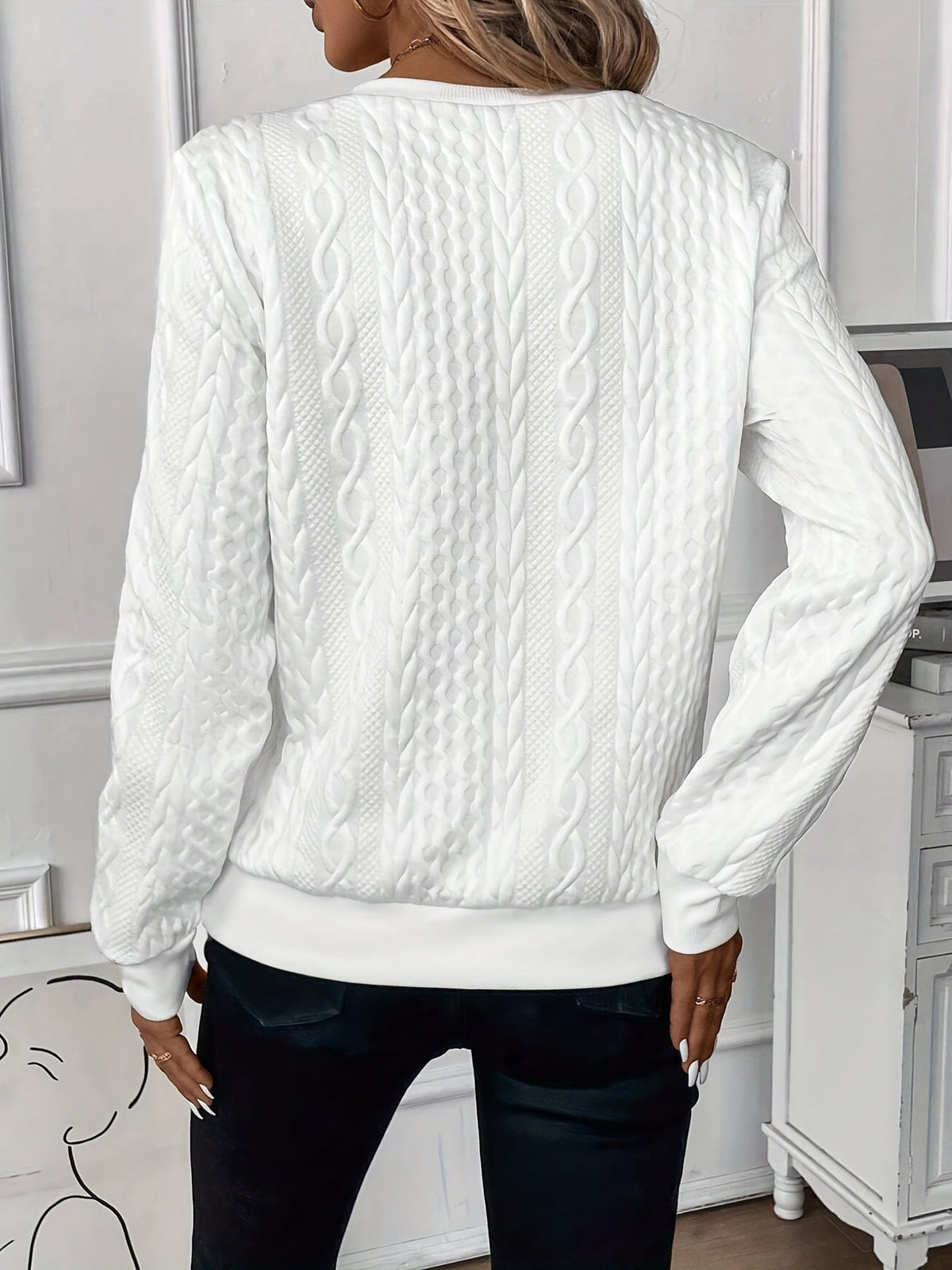 Zoé Modern Zip-Up Cable Knit Sweater – view 9