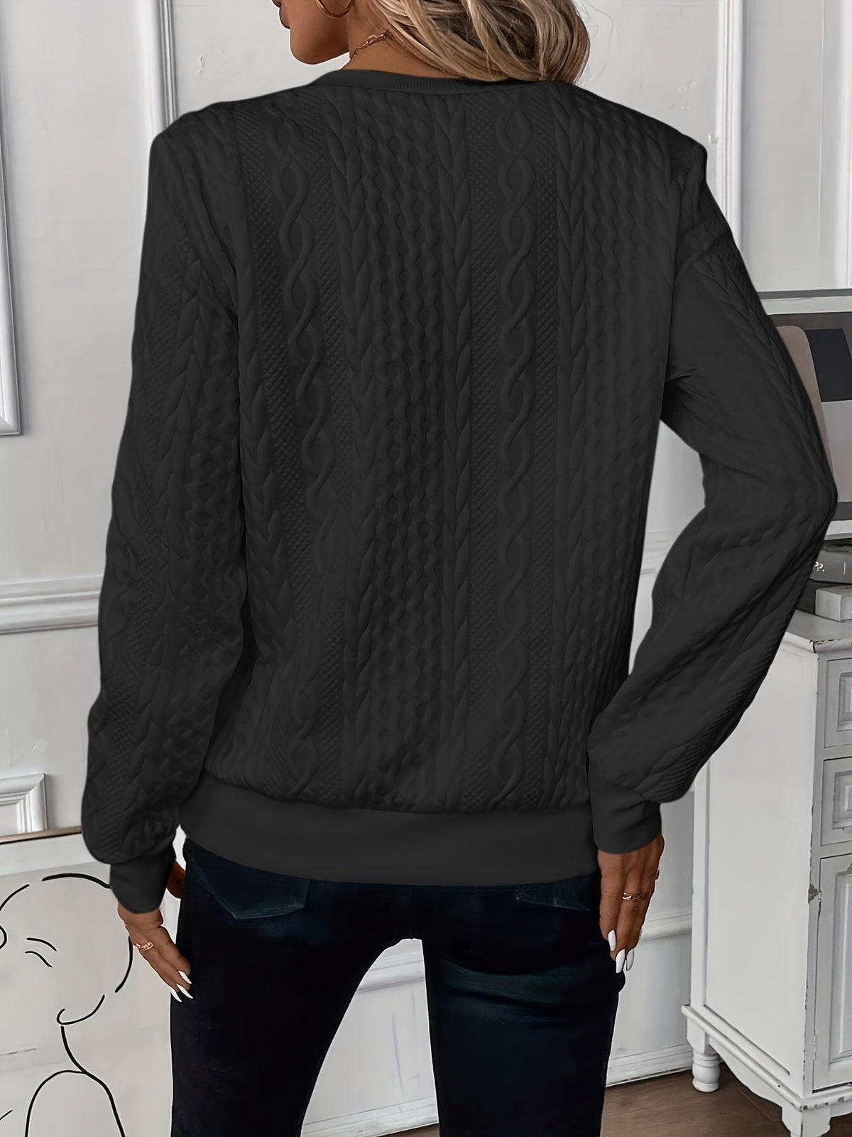 Zoé Modern Zip-Up Cable Knit Sweater – view 11