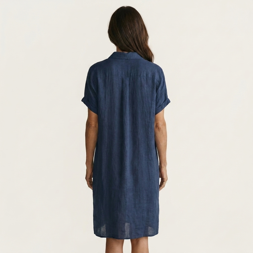 Nidalie | Cotton Midi Shirt Dress with Rolled Cuffs