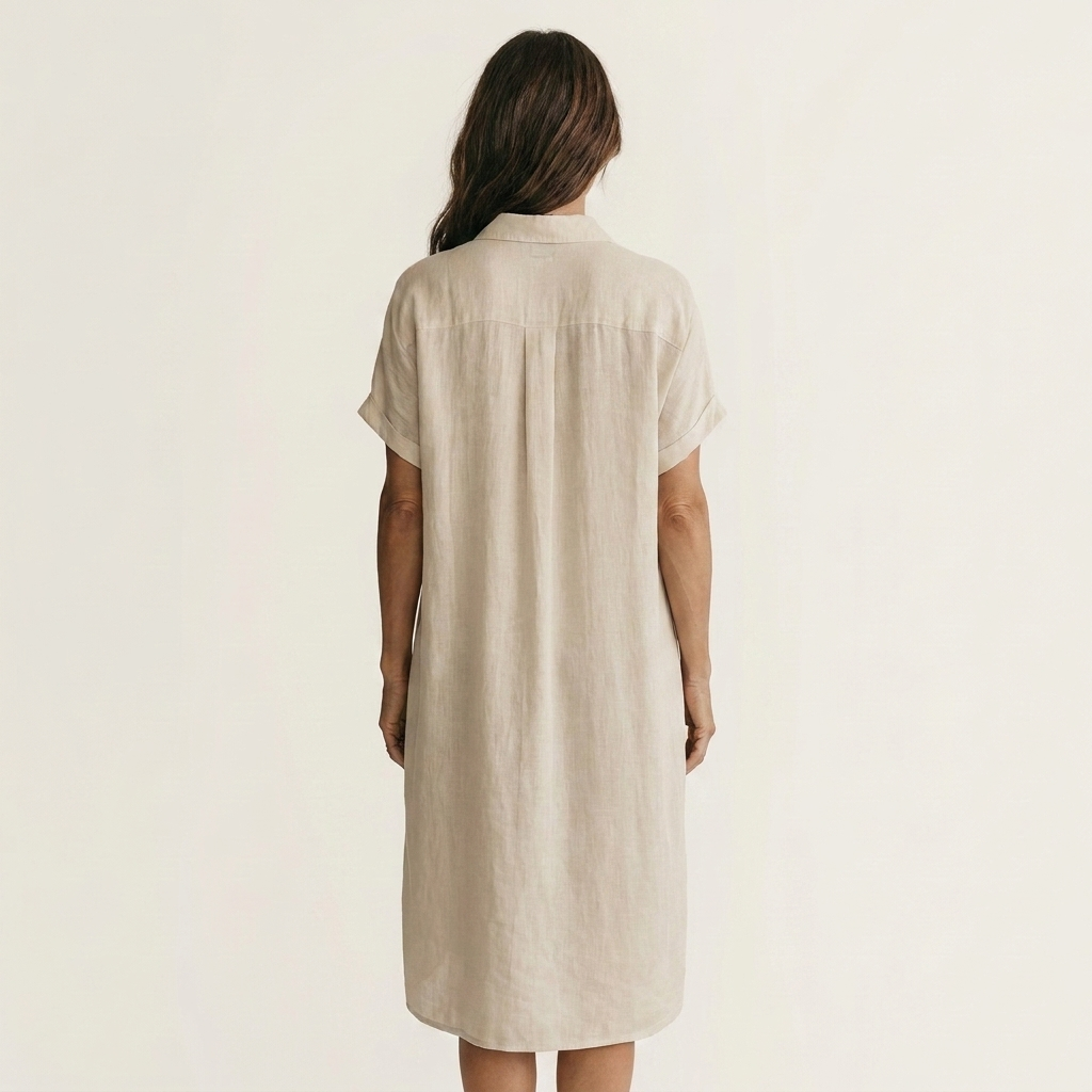 Nidalie | Cotton Midi Shirt Dress with Rolled Cuffs