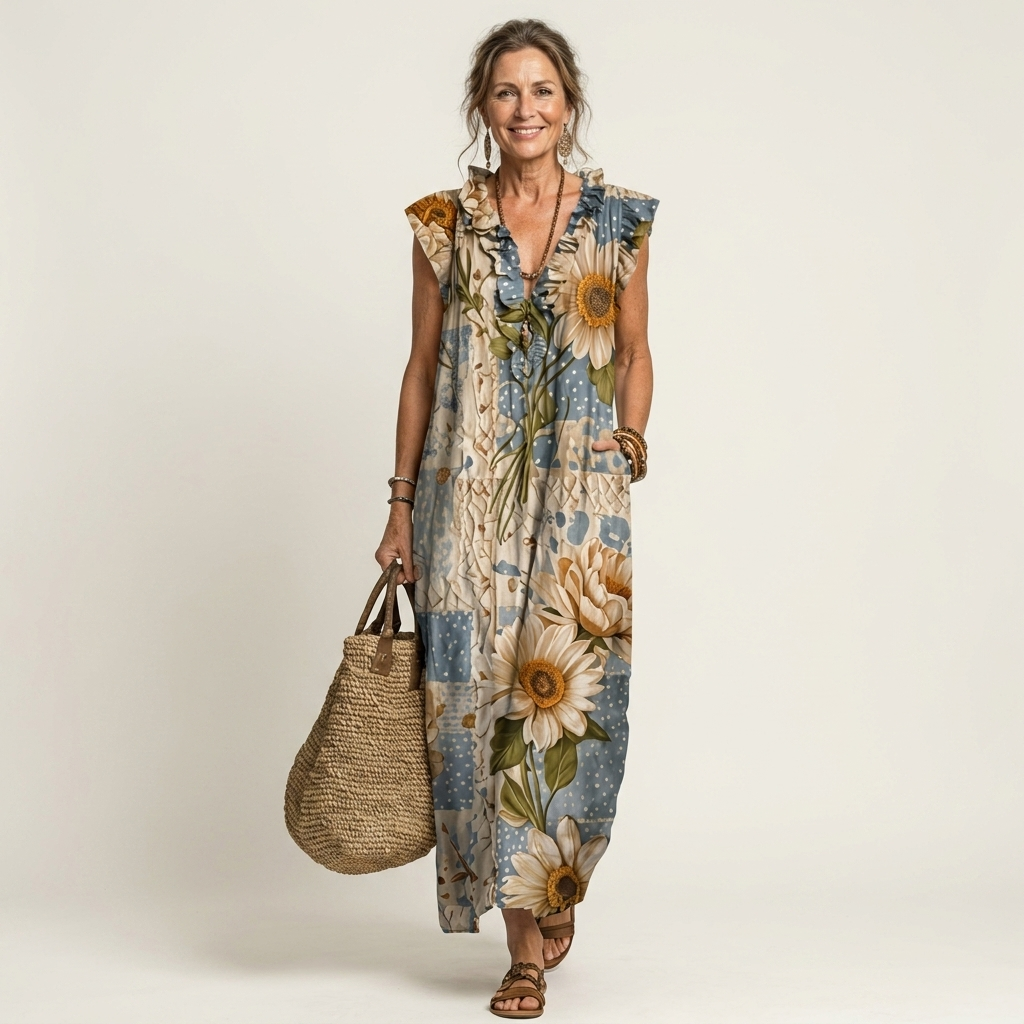 Josette | Ruffle V-Neck Maxi Dress 20