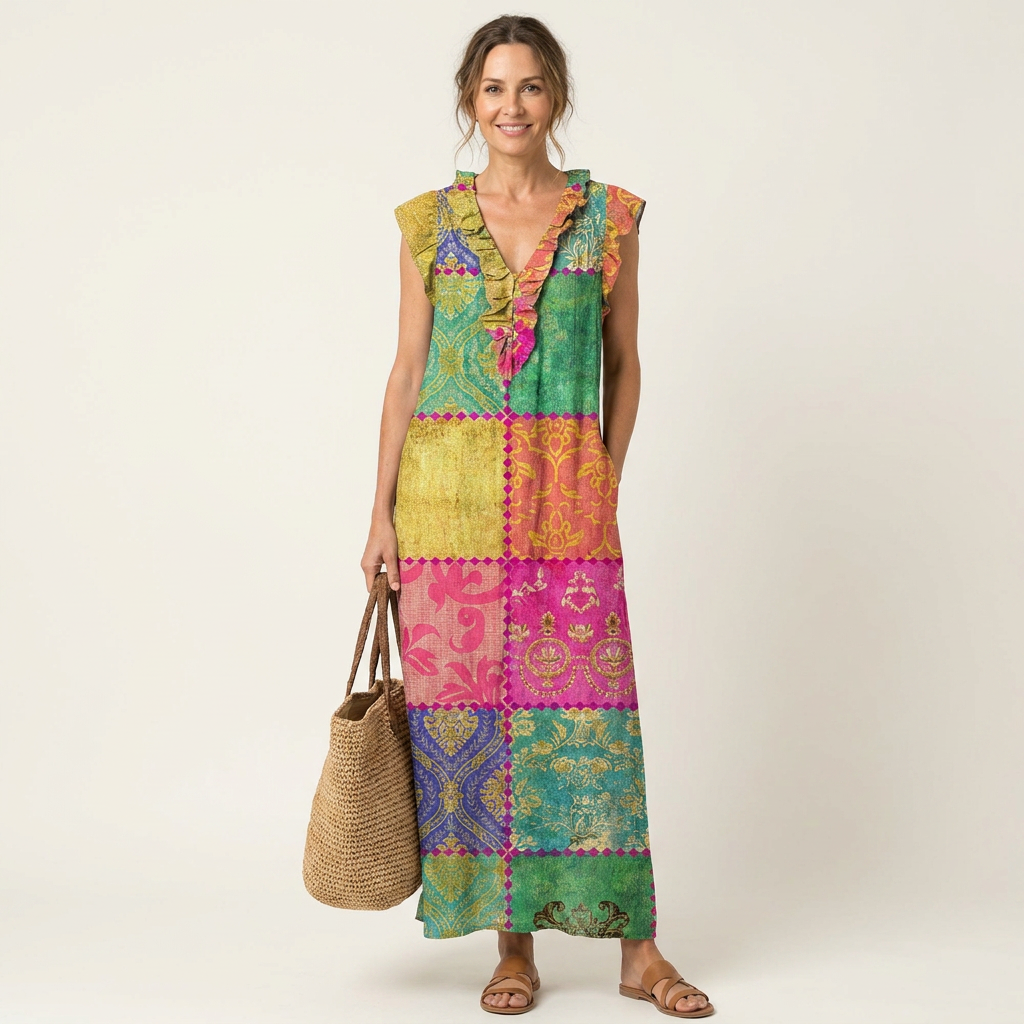 Josette | Ruffle V-Neck Maxi Dress 21