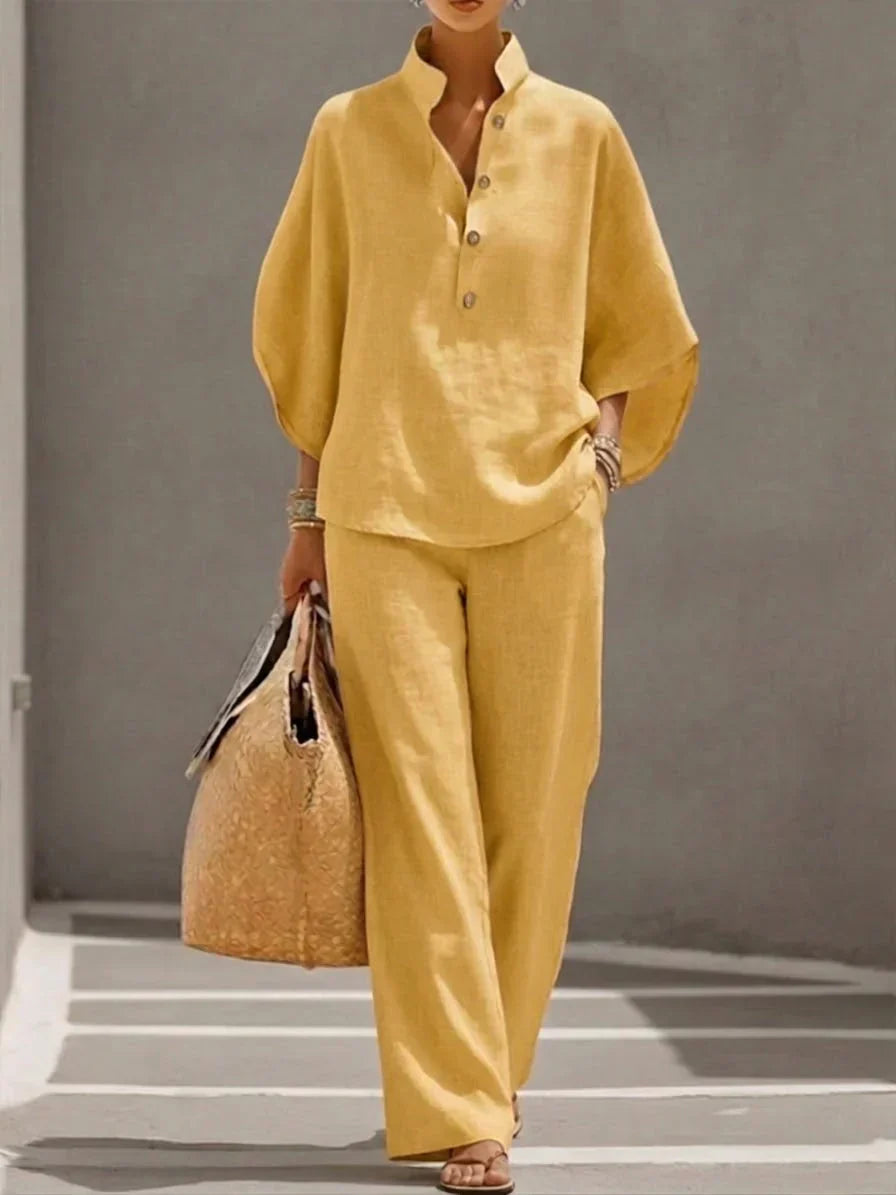 Sophie | Flowy Set with Batwing Sleeves and Wide-Leg Trousers