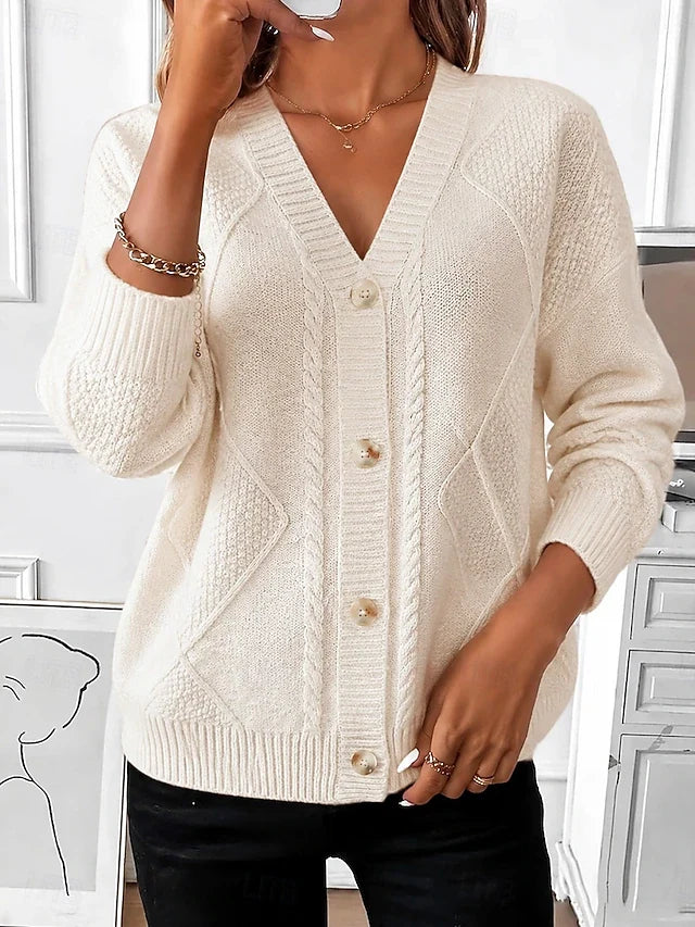 Joyce Vintage Cable Knit Button Cardigan in Apricot