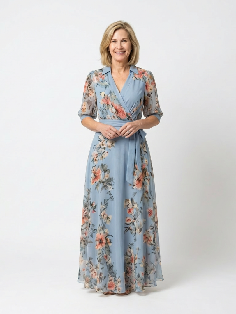 Elowen | V-Neck Maxi Dress with Floral Print